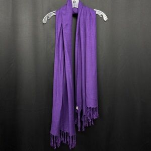 Women’s Solid Purple Fringed Wrap Scarf Shawl Soft Lightweight Layer